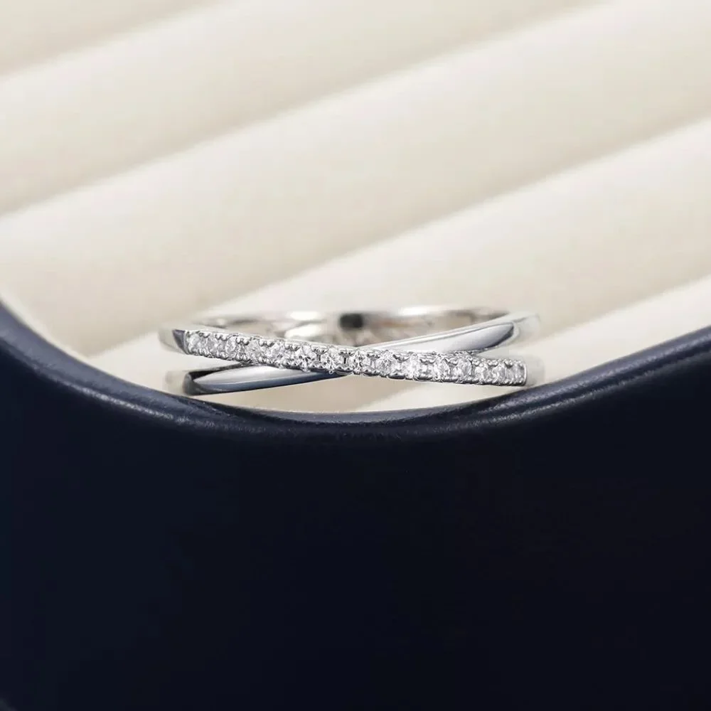 🍂 Trendy Advanced Texture 925 Silver Plated CZ Ring, FB16FA1151 - Picture 3 of 5